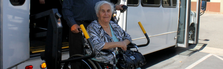 a senior woman in her wheelchair